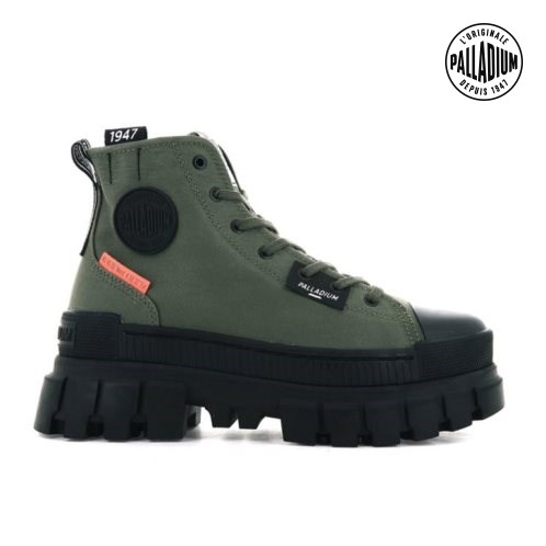 Chaussures Plateforme Palladium Revolt Hi TX Femme Vert Olive | FR OVR367J